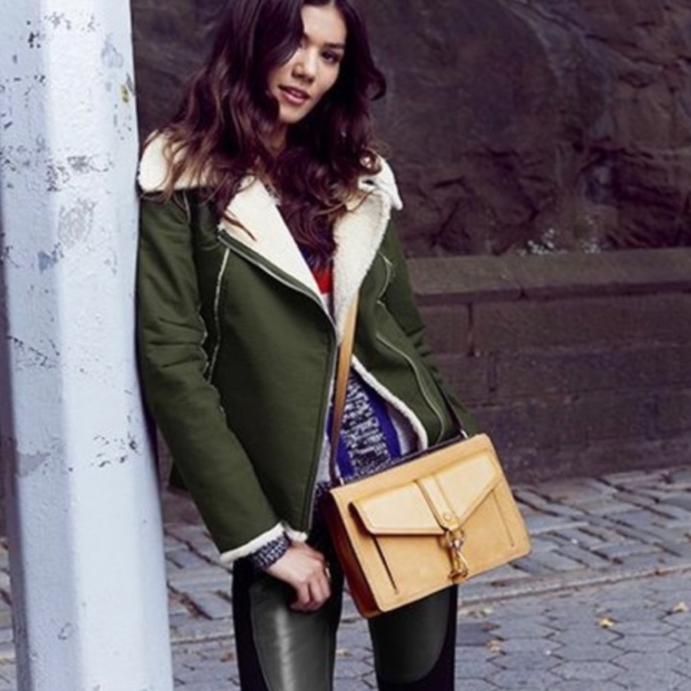 Rebecca Minkoff Sherpa Green Quinn Bomber Jacket NWOT - Picture 4 of 11